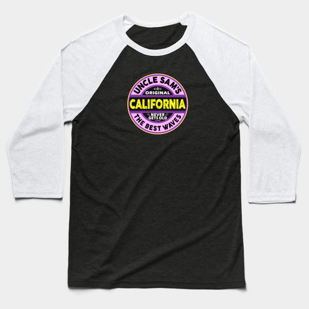 Surfing California Laguna Manhattan San Diego Baseball T-Shirt by heybert00